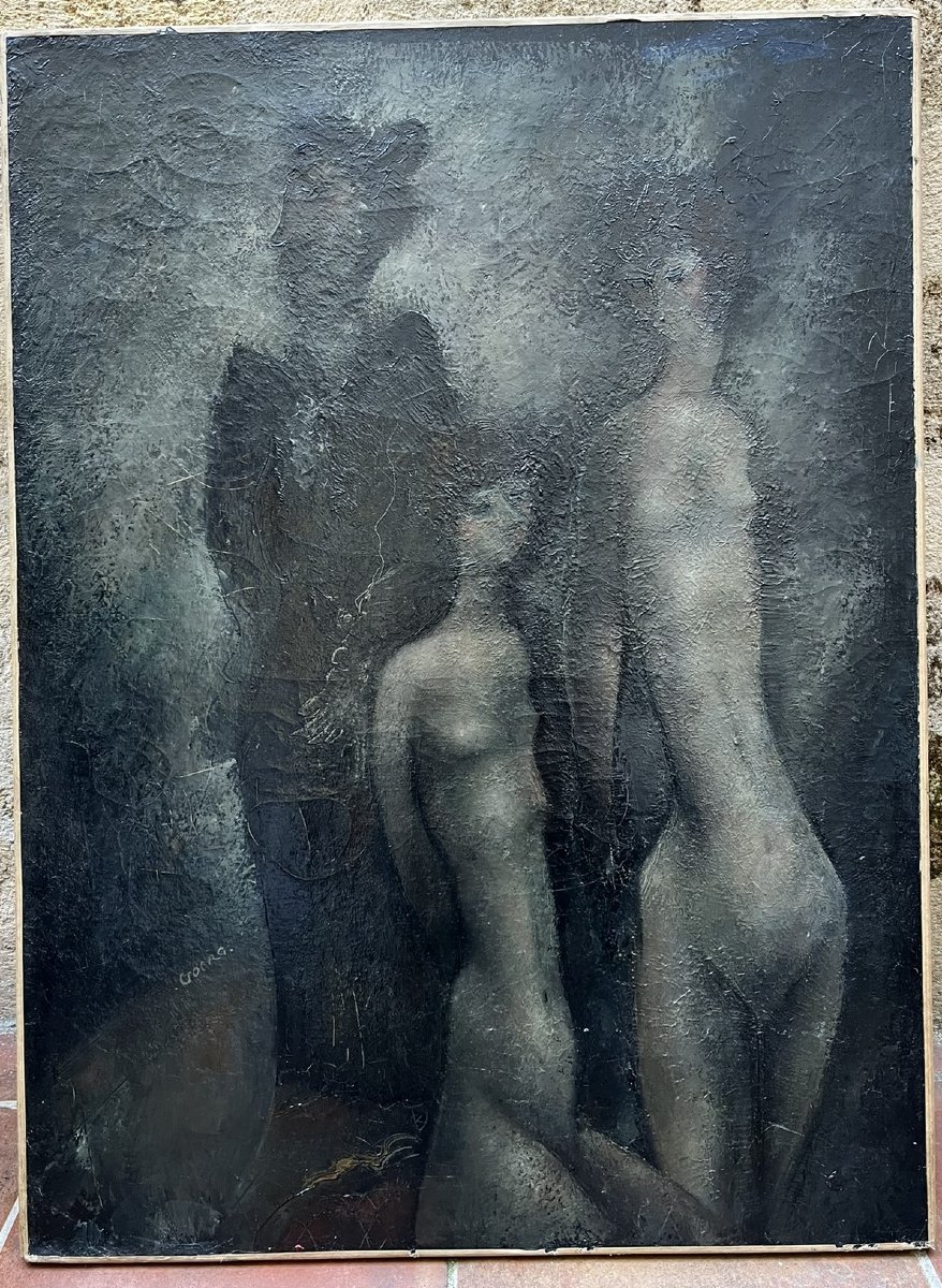édouard Goerg - Oil On Canvas - The Matchmaker - Expressionist - Circa 1920-photo-2