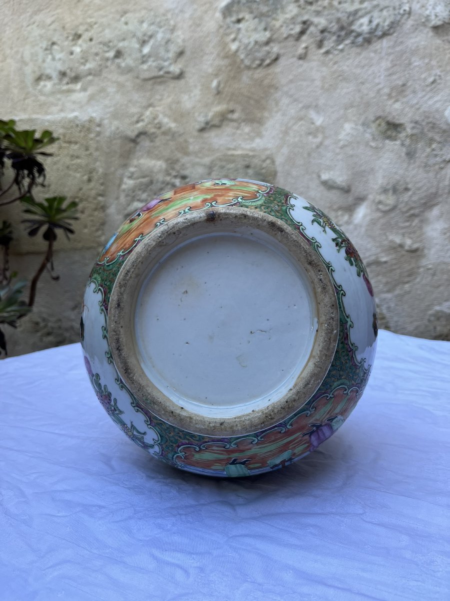 Vase Bouteille Chine Canton Famille Rose XIXème -photo-4