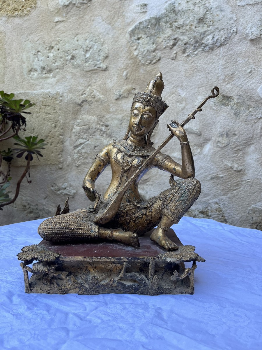 Thaïlande - Statue en Bronze Doré - Zueng - Siam