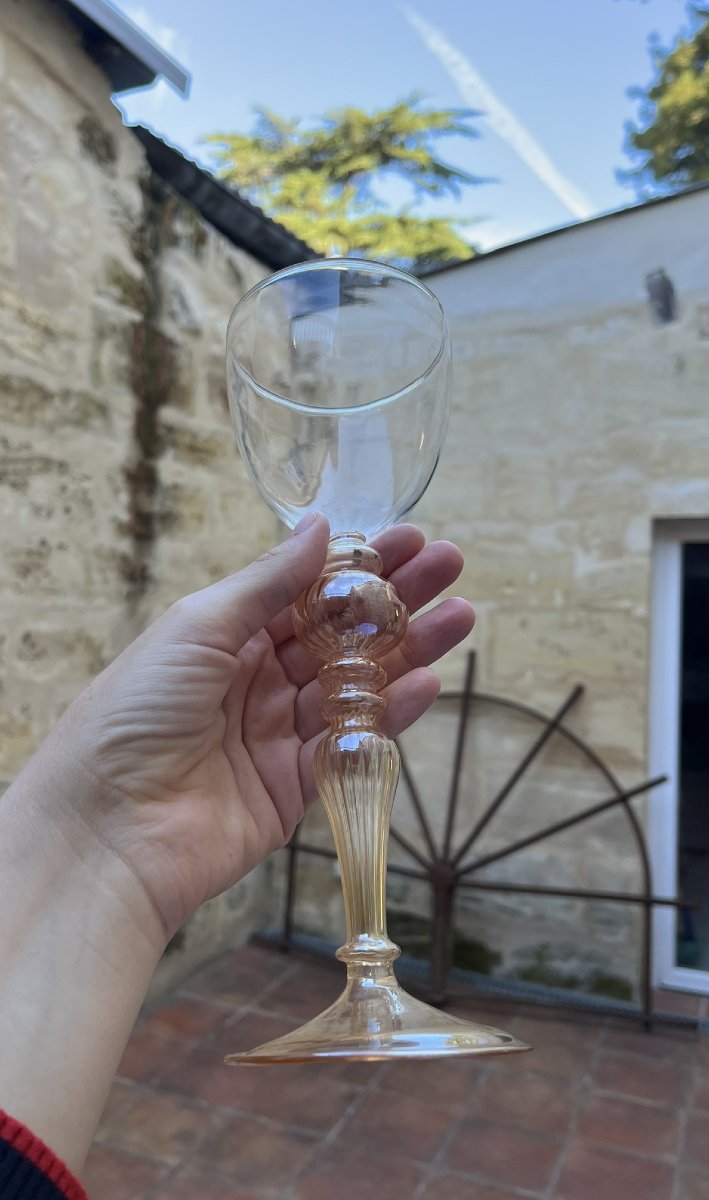 Four Large Wine Glasses - Murano Blown Glass - Venice -photo-3