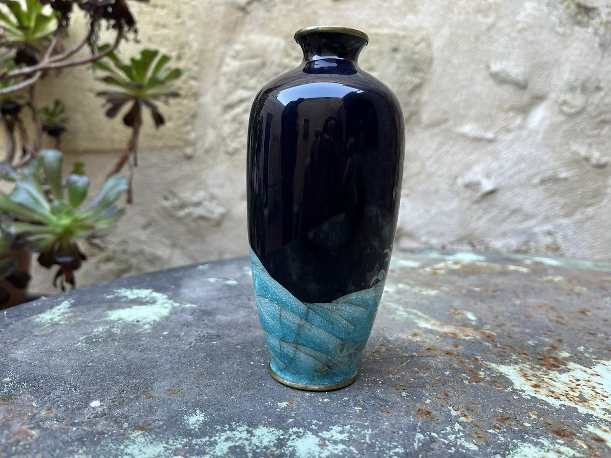 Ginbari Cloisonné Enamel Vase - Dragon - Japan - Meiji Period-photo-4