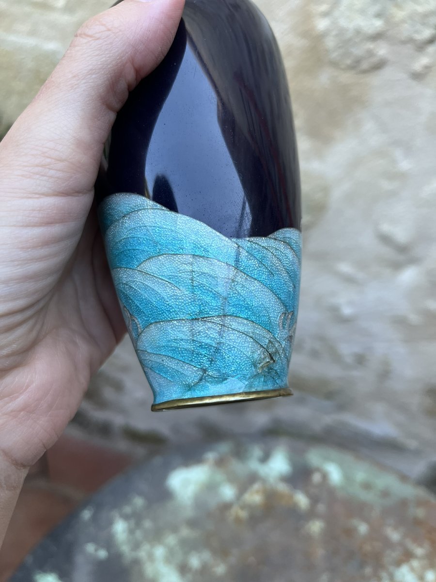 Ginbari Cloisonné Enamel Vase - Dragon - Japan - Meiji Period-photo-1