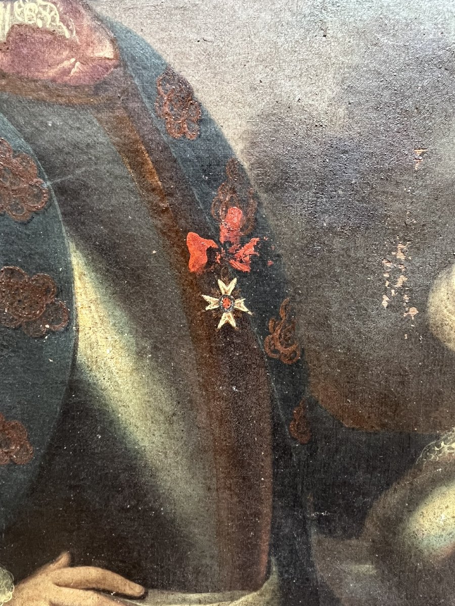 Huile sur Toile XVIIIème - Portrait du Marquis de Varennes - Sorti de grenier-photo-4