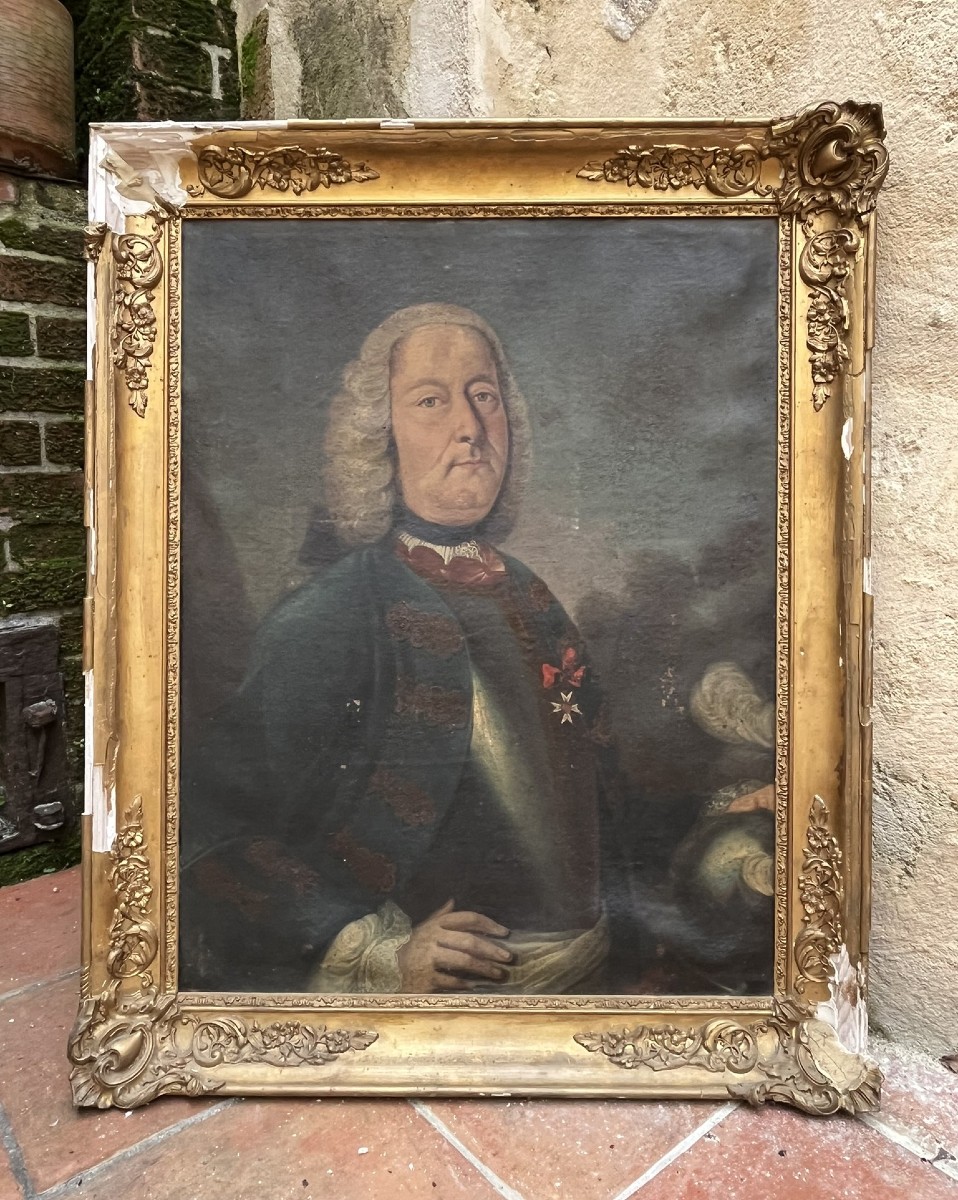 Huile sur Toile XVIIIème - Portrait du Marquis de Varennes - Sorti de grenier