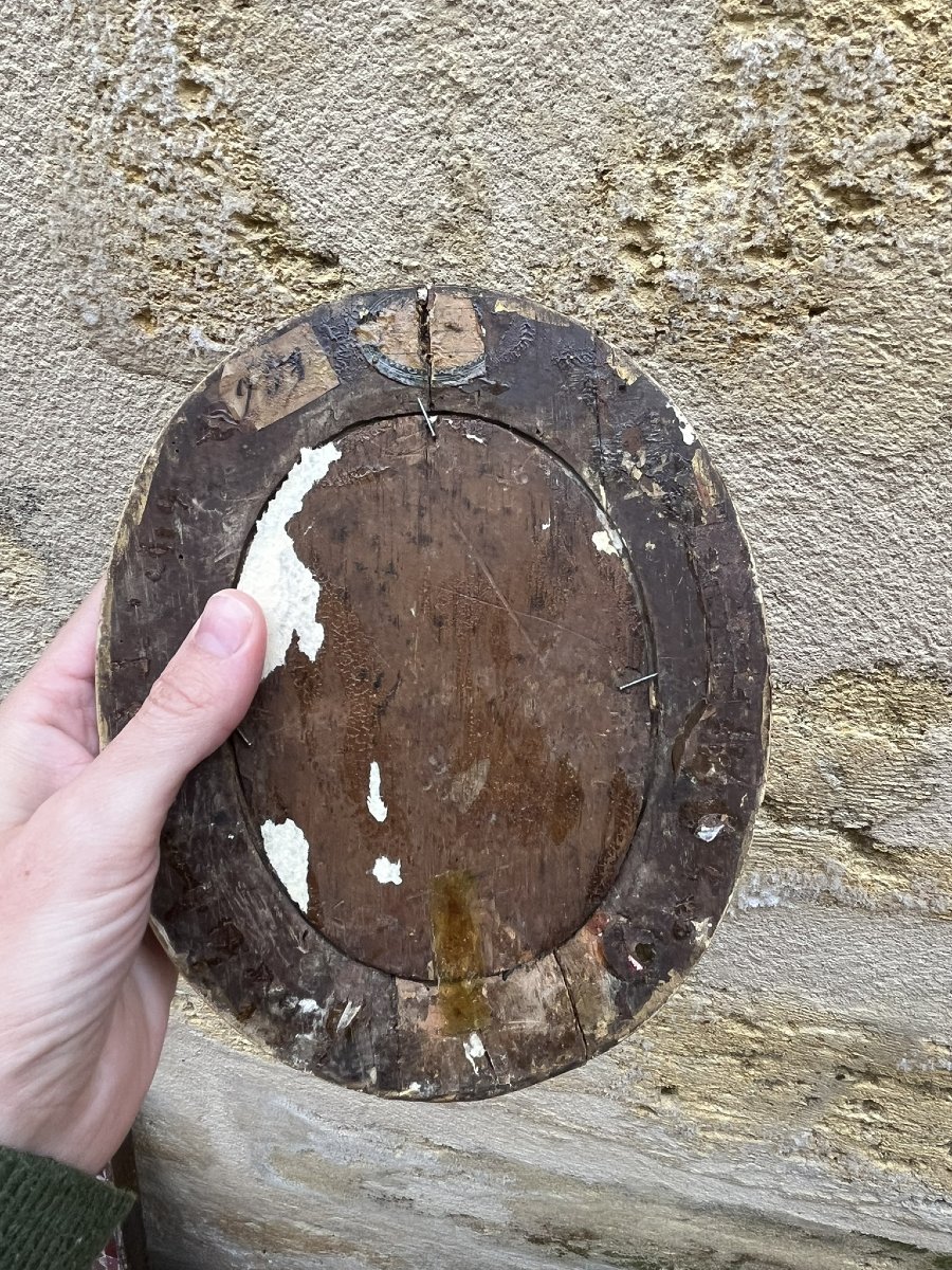 17th Century Oil On Wood - Portrait Of A Woman Of Quality - Original Carved And Gilded Wooden Frame-photo-4