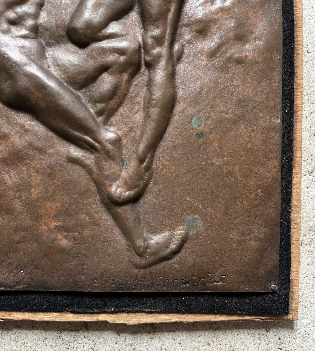 Art Nouveau Bronze Plaque – Alexandre Charpentier – Symbolist Bas-relief-photo-2