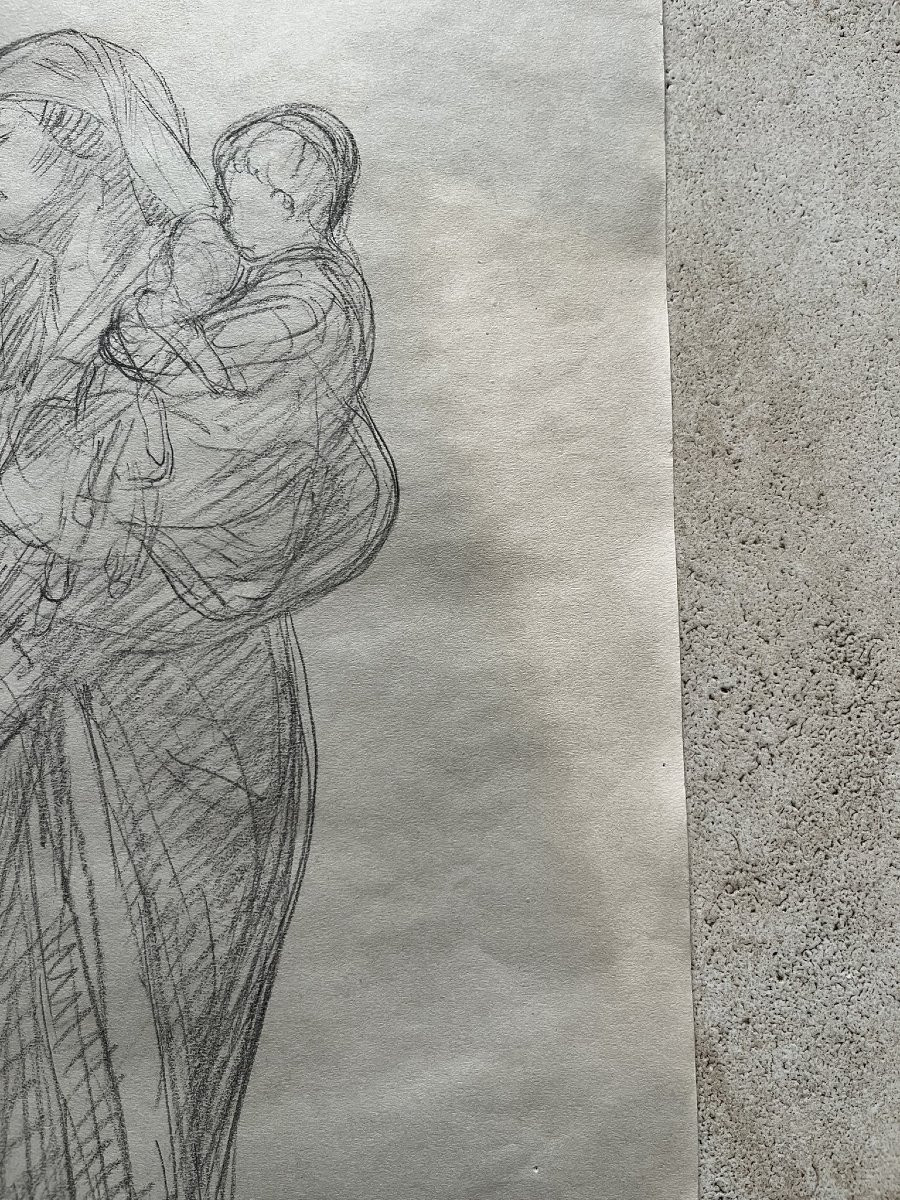 Georges CLAIRIN - Dessin à la Pierre Noire - Infirmière de guerre - Cachet d'atelier -photo-1