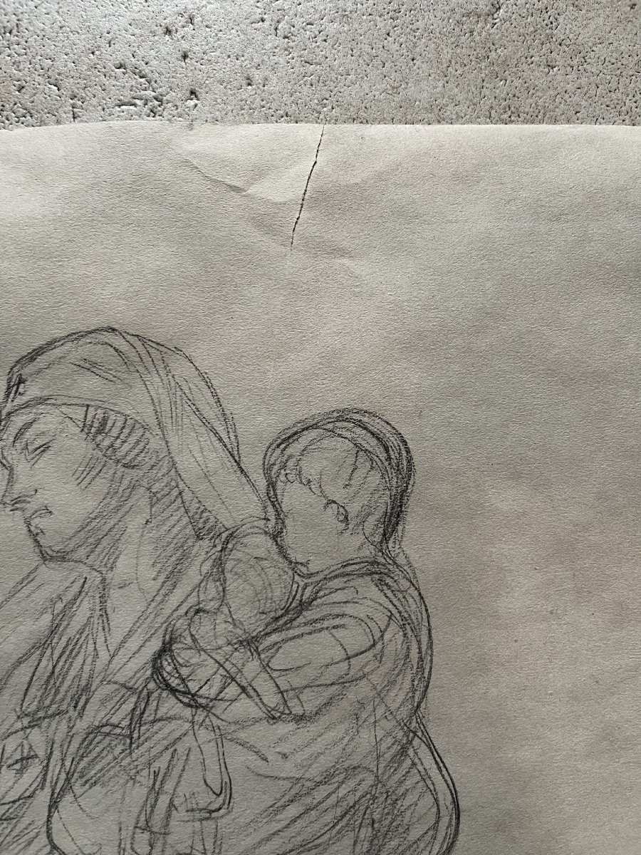 Georges CLAIRIN - Dessin à la Pierre Noire - Infirmière de guerre - Cachet d'atelier -photo-2