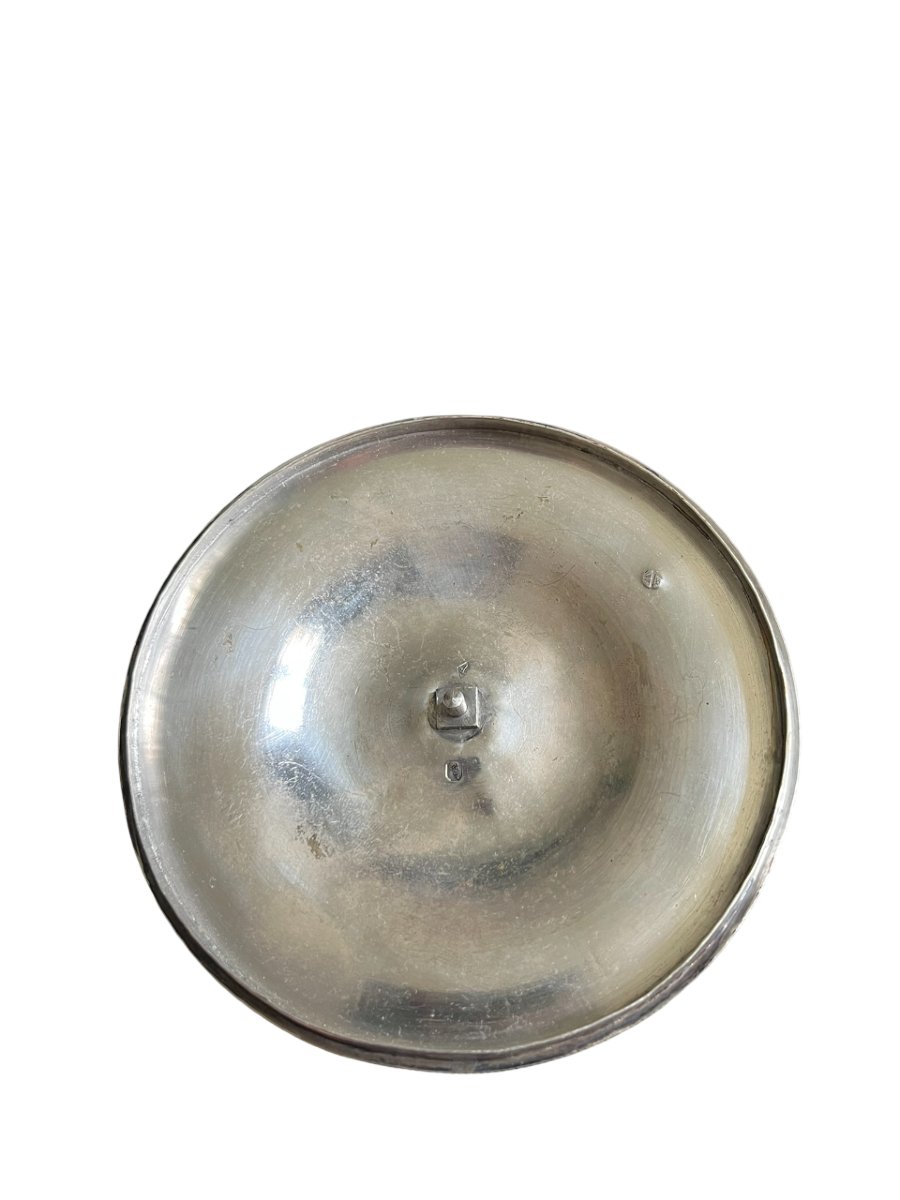 Drageoir en argent massif et verre soufflé d'époque Restauration - Poinçon Vieillard-photo-1