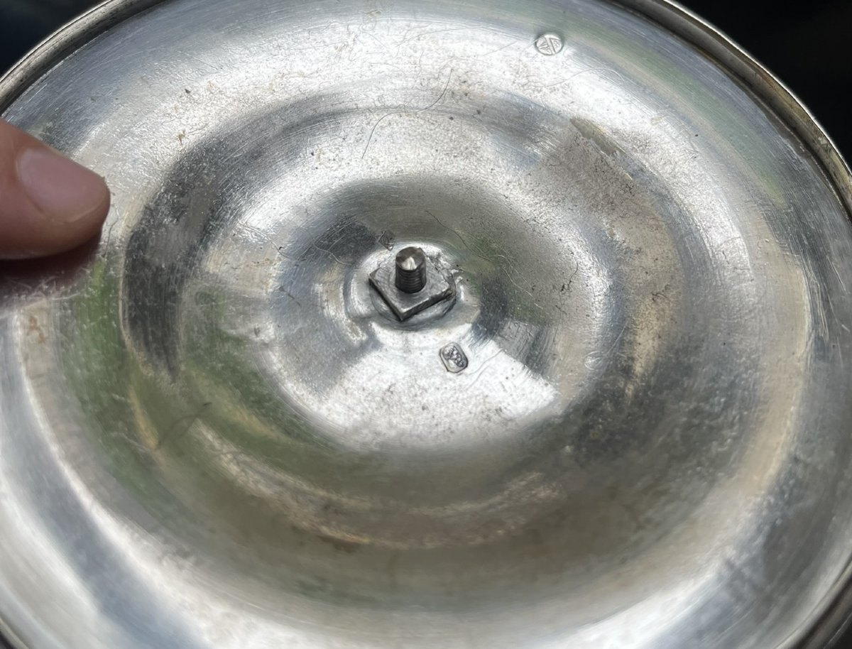 Drageoir en argent massif et verre soufflé d'époque Restauration - Poinçon Vieillard-photo-6