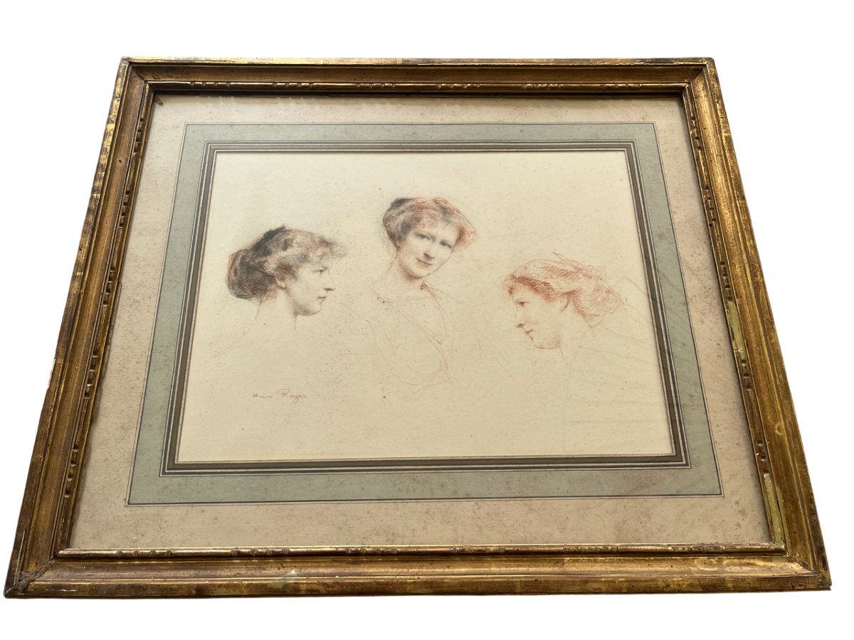 Henri Royer - Red Chalk And Black Chalk Drawing - Portrait Of A Woman - Nancy School-photo-2