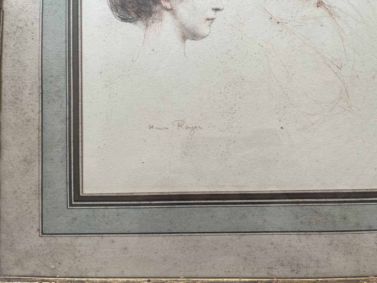 Henri Royer - Red Chalk And Black Chalk Drawing - Portrait Of A Woman - Nancy School-photo-3