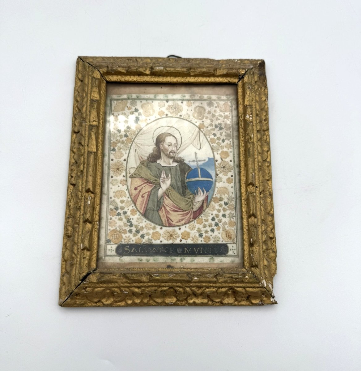 17th-century Embroidery And Gouache - Salvator Mundi-photo-2