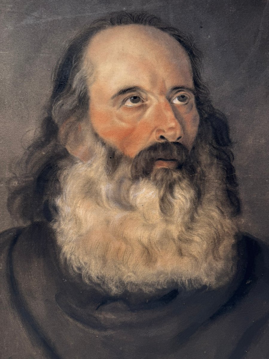 Large 19th-century Pastel, Charcoal, And White Chalk Drawing - Portrait Of A Man-photo-3