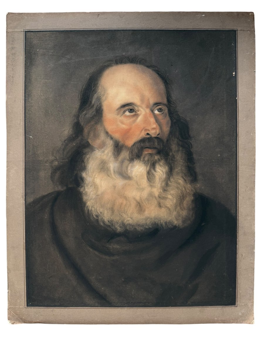 Large 19th-century Pastel, Charcoal, And White Chalk Drawing - Portrait Of A Man