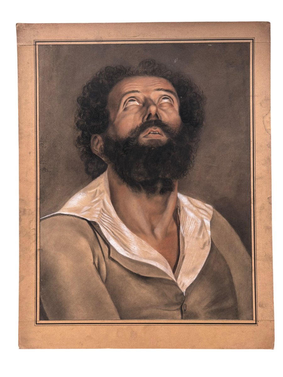 Large Pastel, Black Pencil, And White Chalk, 19th Century – Portrait Of A Man