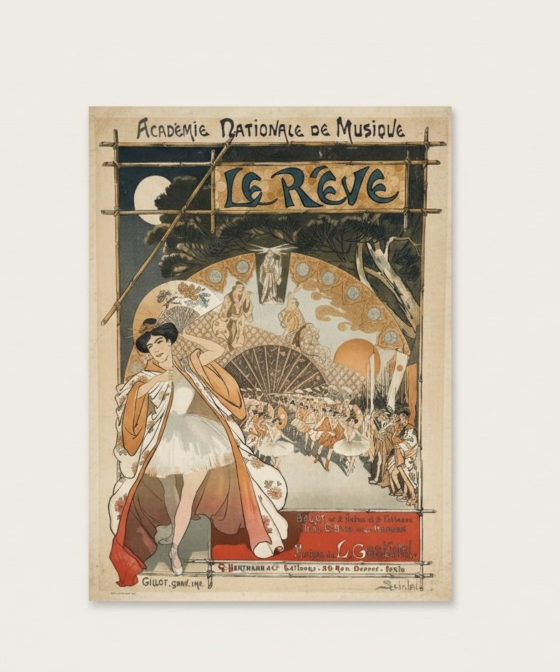 Original Art Nouveau Poster With Japanese Influences - Steinlen, "le Rêve" (1890) - Mounted On Canvas
