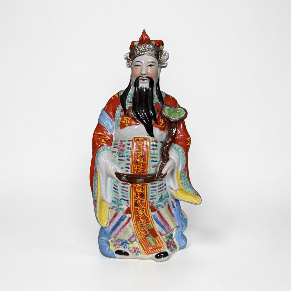 Large 20th-century Chinese Porcelain Sanxing Statues – The Gods Fu, Lu, And Shou-photo-5