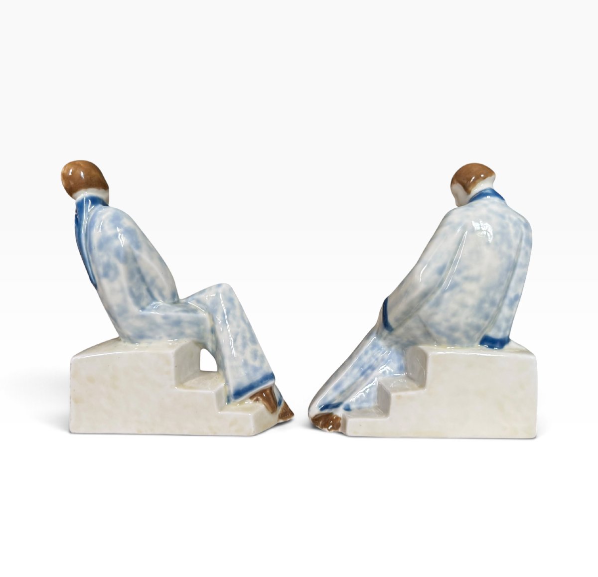 Camille Tharaud - Pair Of Art Deco Porcelain Bookends-photo-2