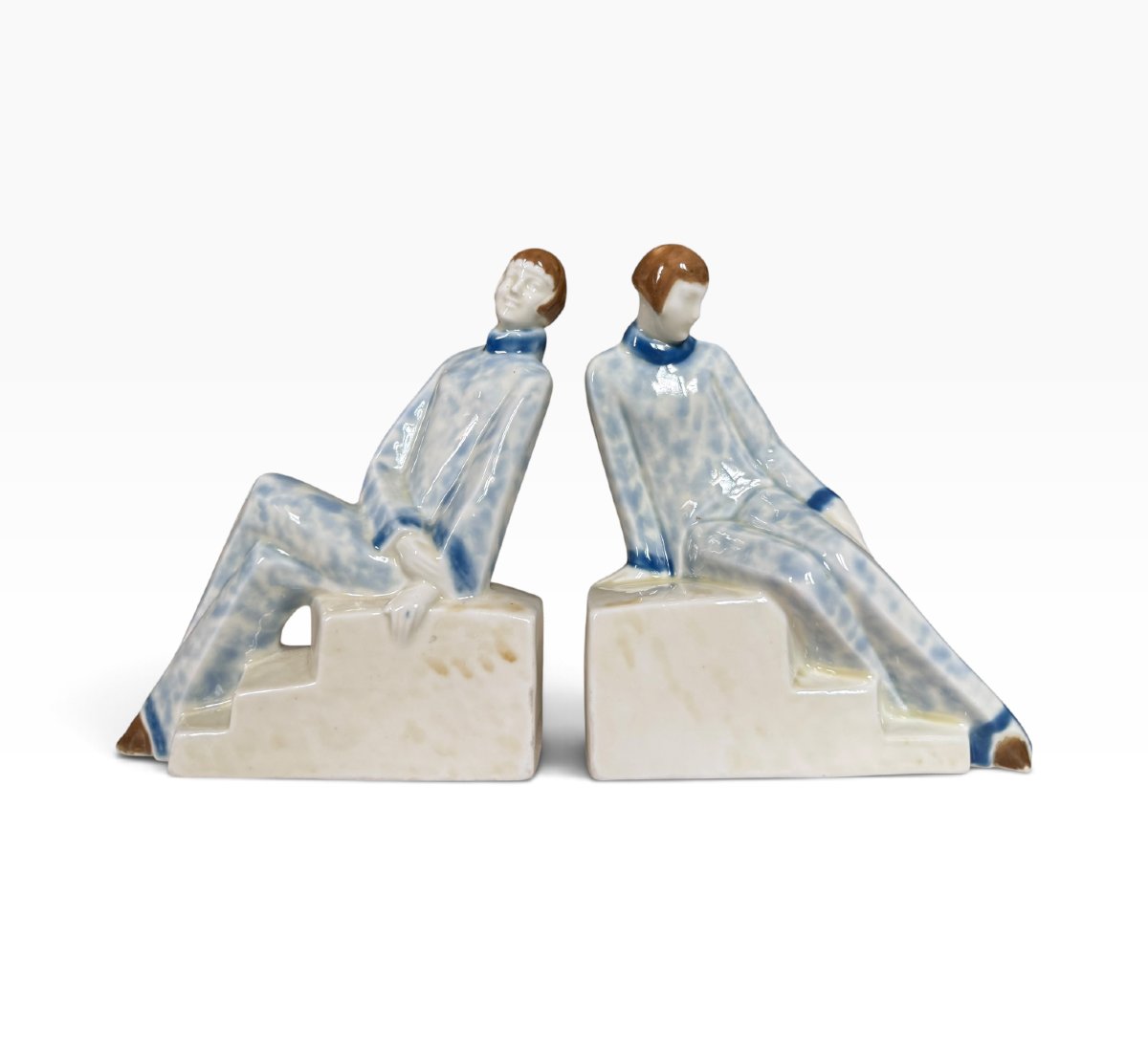 Camille Tharaud - Pair Of Art Deco Porcelain Bookends
