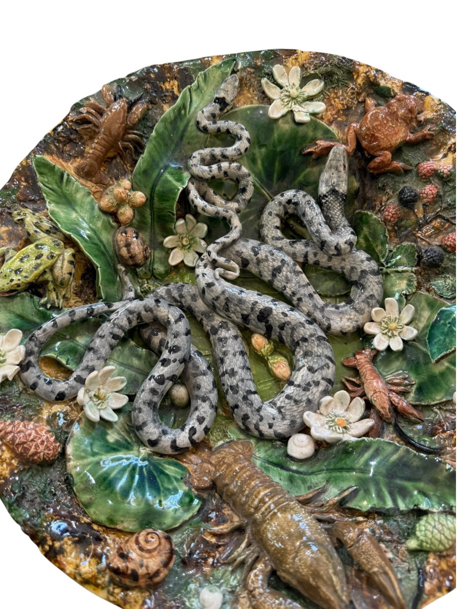 Glazed Earthenware Plate – Gisèle Garric, Bernard Palissy Style-photo-2