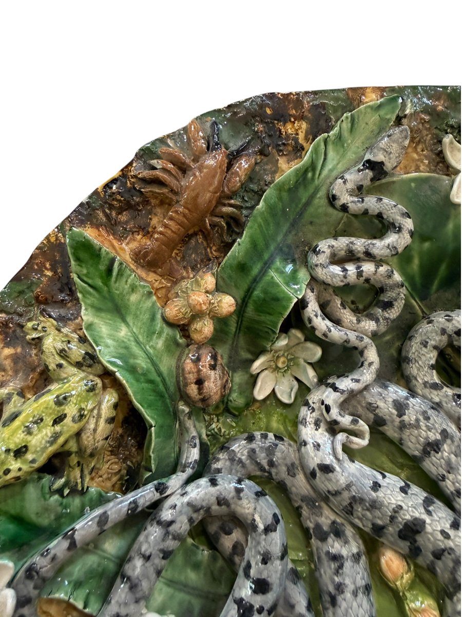 Glazed Earthenware Plate – Gisèle Garric, Bernard Palissy Style-photo-4