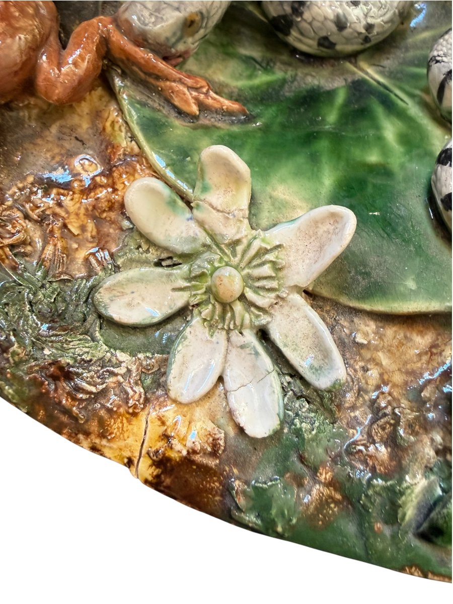 Glazed Earthenware Plate – Gisèle Garric, Bernard Palissy Style-photo-6