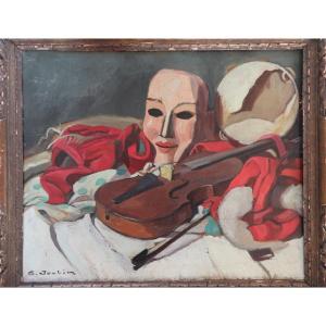 Georges Joubin (1888-1983) - Still Life With Mask And Violin - Paris School
