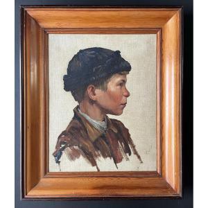 Oil On Canvas Impressionist - Portrait Of A Young Boy - Canvas Paul Foinet Fils