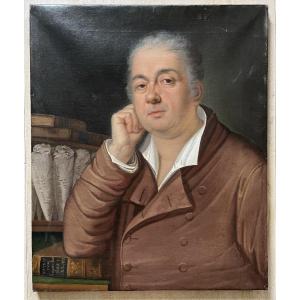 Rare Sujet - Huile Sur Toile XIXème - Portrait De Grainetier - Daté 1824