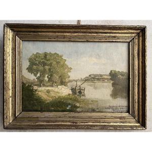 Oil On Canvas - Vernon Landscape - Normandy - Signed And Dated 1921