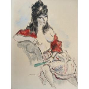 André Dignimont - Aquarelle Sur Papier - Elégante - Nu De Femme  