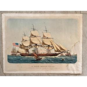 Louis Lebreton - The American Clipper Electric - Lithograph - Navy