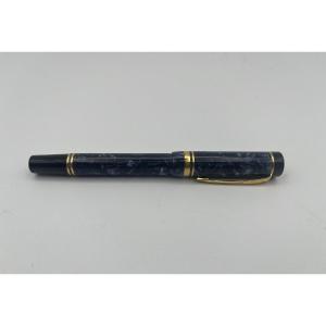 Duofold Sapphire Centenial Model Fountain Pen In Marbled Blue Resin - 18 K Gold Nib