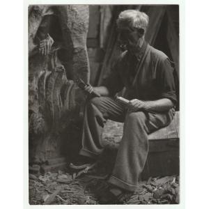 Original Film Photograph - Ossip Zadkine In His Workshop In The Lot - Circa 1950