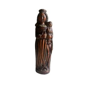 15th Century Boxwood Sculpture - Virgin And Child - Niche Virgin