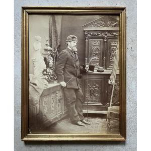 Adolphe Menut - Albumen Photograph - Portrait Of The Painter Auguste Clément Chrétien - Signed
