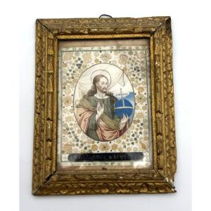 17th-century Embroidery And Gouache - Salvator Mundi