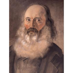 Grand pastel et craie blanche XIXème - Portrait d'Homme