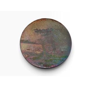Rossollin - Aire-belle - Mediterranean Landscape Decorative Plate - Metallic Highlights 1909 - Massier