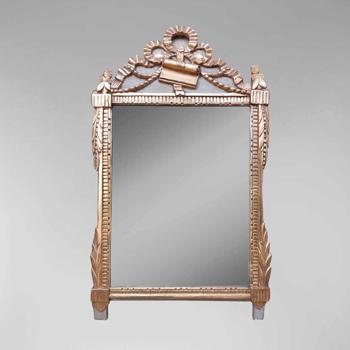 Louis XVI Golden Pediment Mirror-photo-3