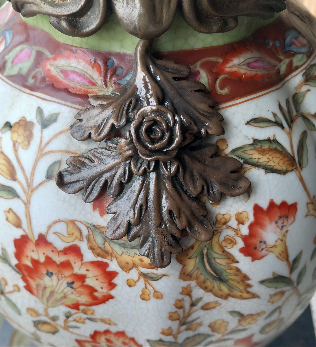 Grand Vase Amphore à Motifs Floraux-photo-2