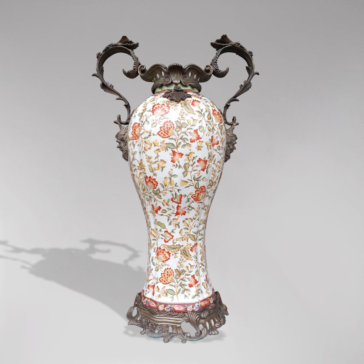 Grand Vase Amphore à Motifs Floraux
