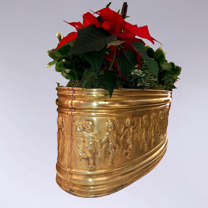 Grande Jardiniere à Guirlande d'Amours En Cuivre-photo-3