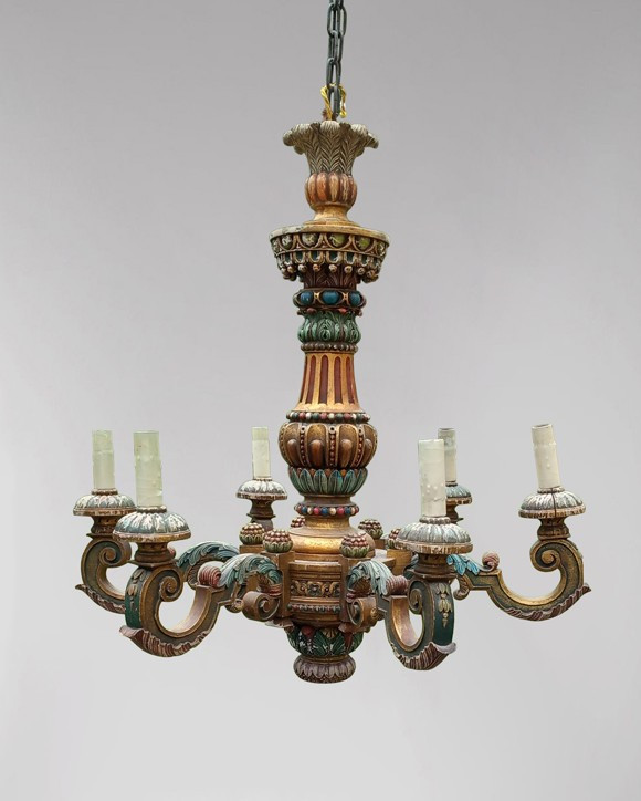 Italian Louis XIV Style Chandelier With Green Patina 