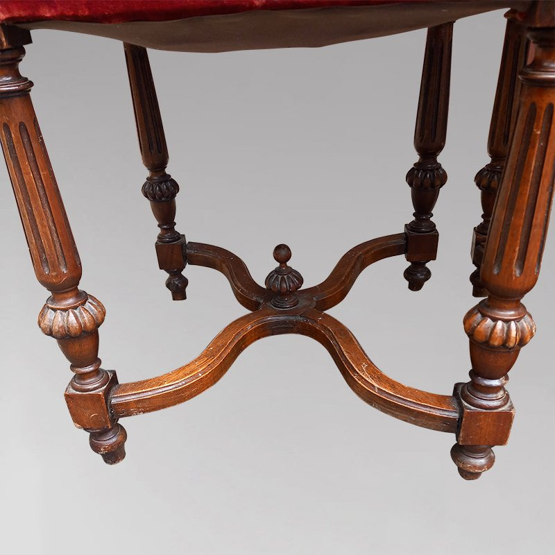 Pair Of Red Velvet Footrests Or Stools-photo-3