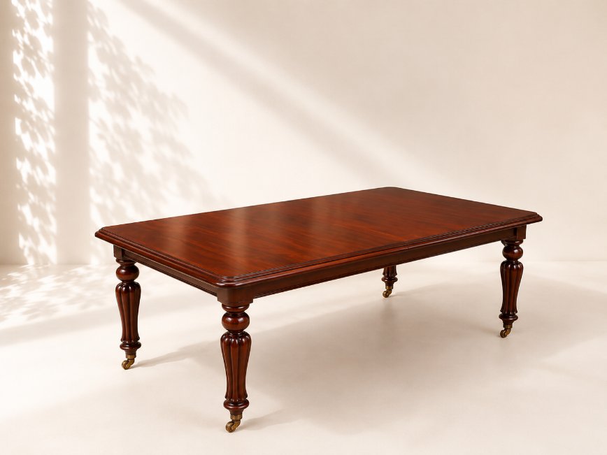 Grande table de salle à manger extensible en acajou massif – Époque victorienne-photo-3