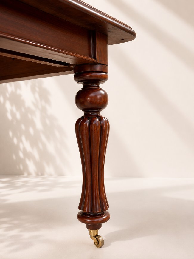 Grande table de salle à manger extensible en acajou massif – Époque victorienne-photo-1