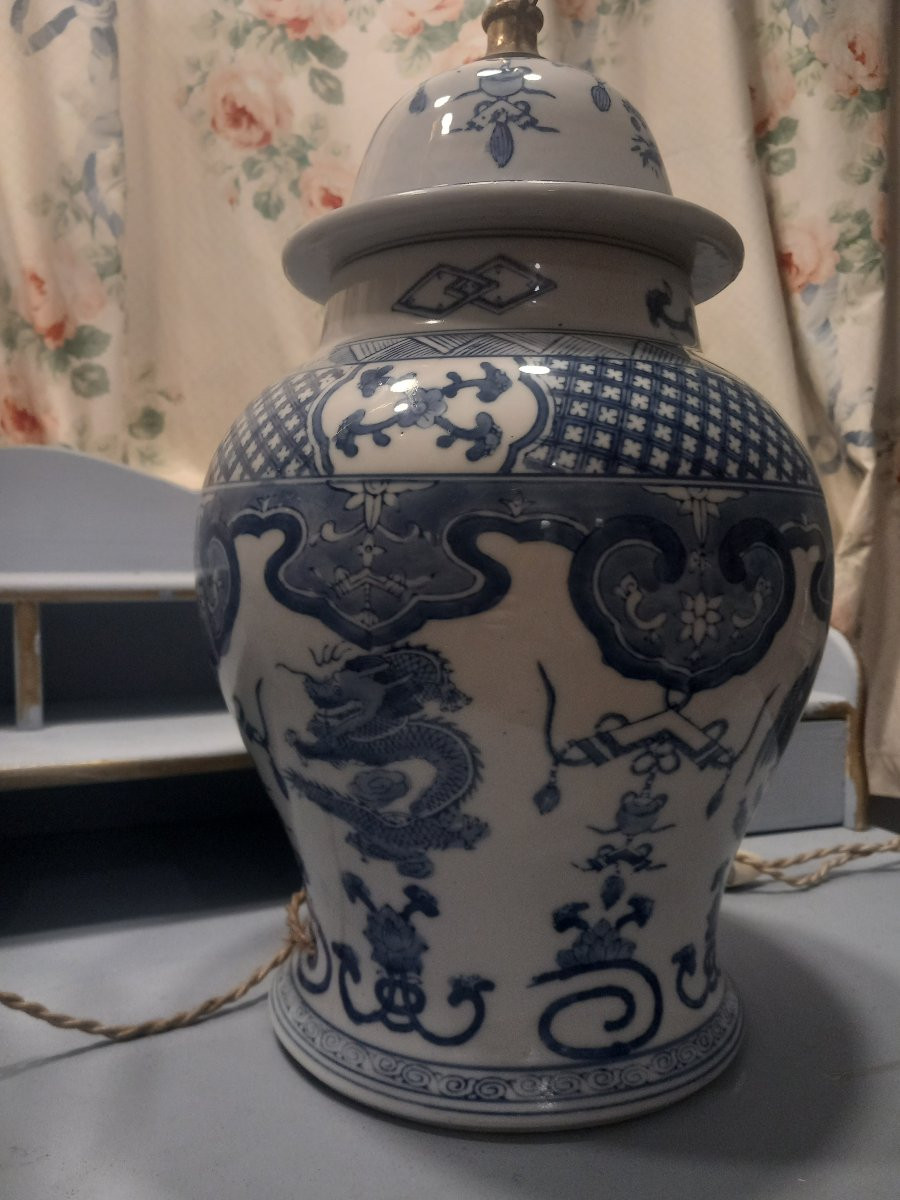 Paire de potiches chinoises montées en lampe -photo-5