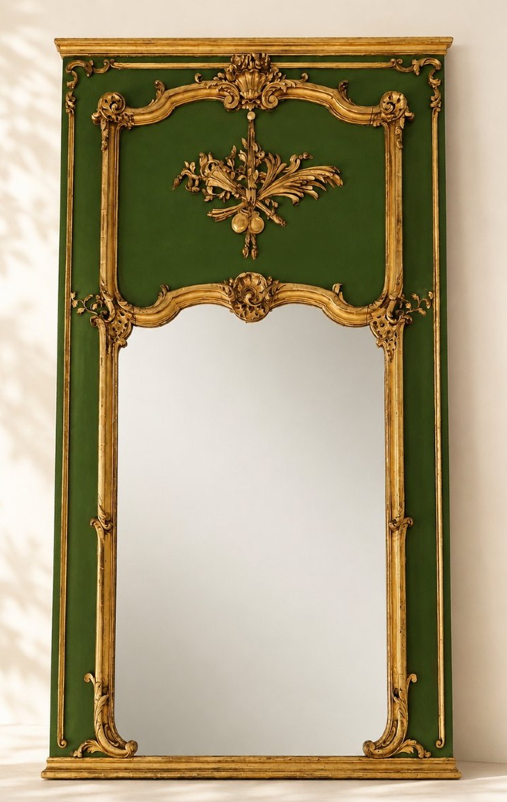 Large Louis XV Transitional Fireplace Mirror Or Trumeau-photo-3